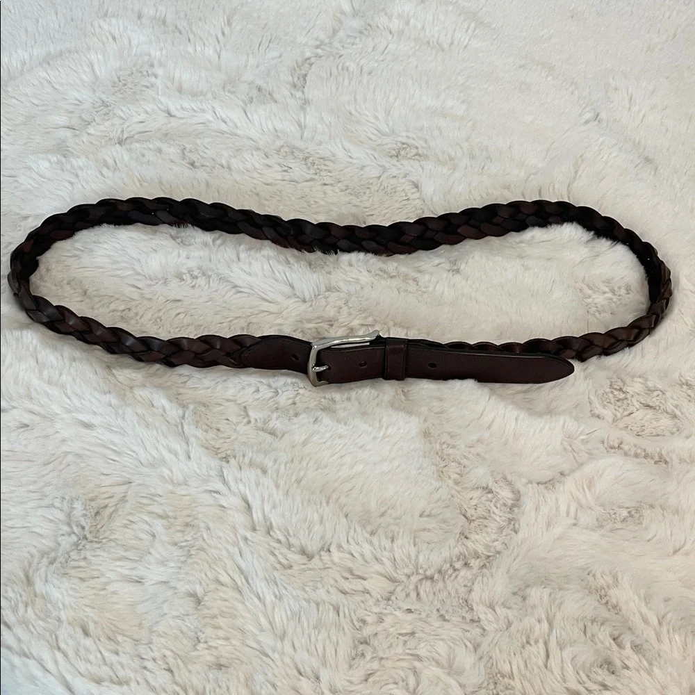 Coach Dark Brown Braided Leather Belt